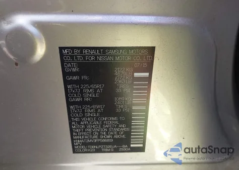 2015 Nissan Rogue S z USA, uszkodzony, nr VIN KNMAT2MV3FP586819